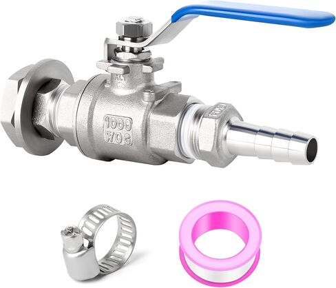 TAISHER 304 الفولاذ المقاوم للصدأ 1/2 "NPT مجموعة صمامات كروية كاملة التحمل مع حشوات الحاجز والحلمة وتركيب خرطوم بار in Kuwait