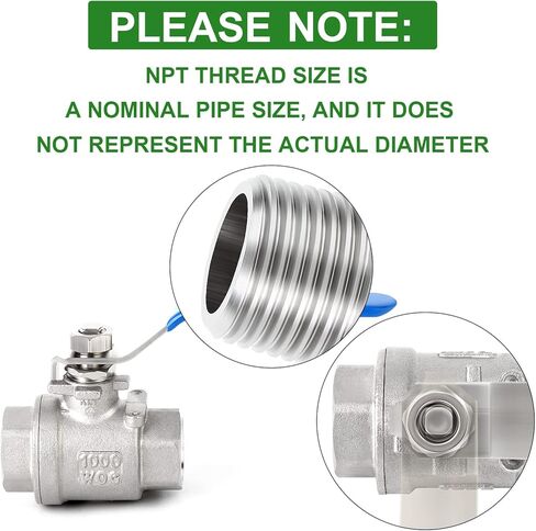 TAISHER 304 الفولاذ المقاوم للصدأ 1/2 "NPT مجموعة صمامات كروية كاملة التحمل مع حشوات الحاجز والحلمة وتركيب خرطوم بار in Kuwait