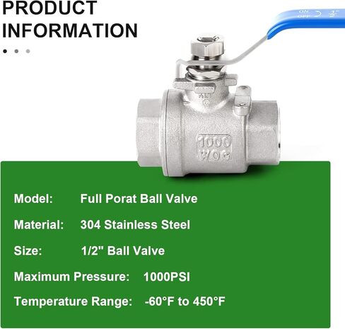 TAISHER 304 الفولاذ المقاوم للصدأ 1/2 "NPT مجموعة صمامات كروية كاملة التحمل مع حشوات الحاجز والحلمة وتركيب خرطوم بار in Kuwait