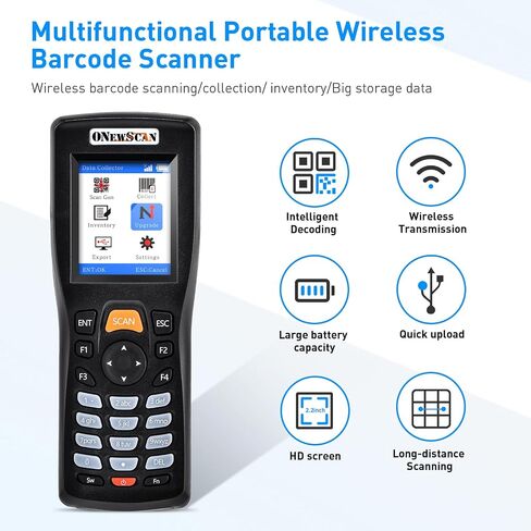 Onewscan Inventory Scanner, Wireless Barcode Scanner 1D&2D&PDF417 Portable Handheld QR Barcode Reader for Collector Data Terminal Inventory Device with 2.2 Inch TFT Color Screen in Saudi Arabia
