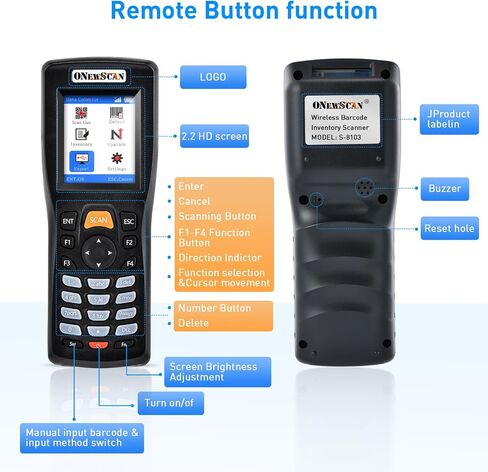 Onewscan Inventory Scanner, Wireless Barcode Scanner 1D&2D&PDF417 Portable Handheld QR Barcode Reader for Collector Data Terminal Inventory Device with 2.2 Inch TFT Color Screen in Saudi Arabia