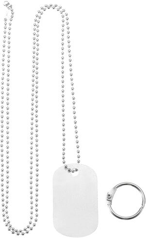 PATIKIL 25 Set Metal Stamping Blanks, Rectangle Stamping Tags Blanks Keychain 5x3cm DIY Aluminum Name Tag with Steel Necklace Chain for Laser Engraving Stamping Dog ID Tags, Black in Saudi Arabia