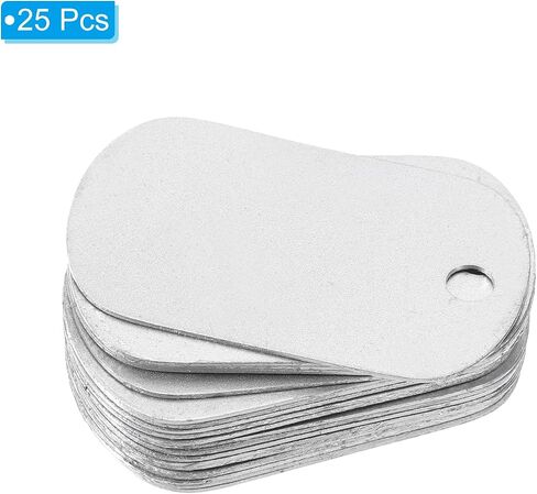 PATIKIL 25 Set Metal Stamping Blanks, Rectangle Stamping Tags Blanks Keychain 5x3cm DIY Aluminum Name Tag with Steel Necklace Chain for Laser Engraving Stamping Dog ID Tags, Black in Saudi Arabia