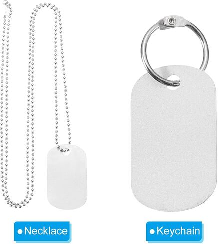 PATIKIL 25 Set Metal Stamping Blanks, Rectangle Stamping Tags Blanks Keychain 5x3cm DIY Aluminum Name Tag with Steel Necklace Chain for Laser Engraving Stamping Dog ID Tags, Black in Saudi Arabia