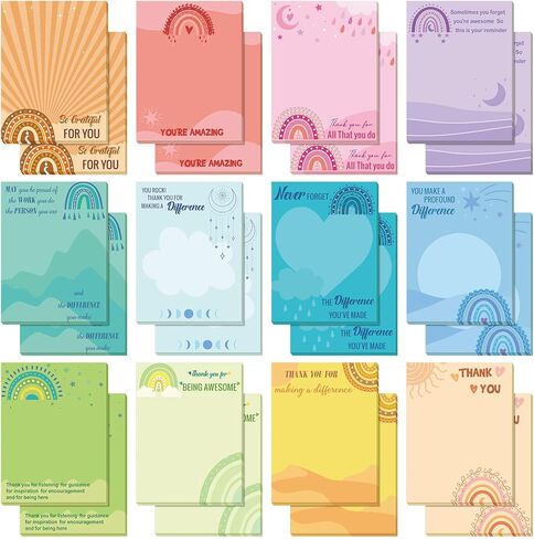 Teling 24 Pcs Inspirational Sticky Notes First Day of School Note 3 x 4 Inch Rainbow Appreciation Spanish Sticky Notes Motivational Memo Pads Employee Appreciation Gifts(Thankful) in Saudi Arabia