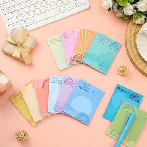 Teling 24 Pcs Inspirational Sticky Notes First Day of School Note 3 x 4 Inch Rainbow Appreciation Spanish Sticky Notes Motivational Memo Pads Employee Appreciation Gifts(Thankful) in Saudi Arabia
