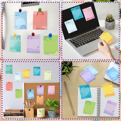 Teling 24 Pcs Inspirational Sticky Notes First Day of School Note 3 x 4 Inch Rainbow Appreciation Spanish Sticky Notes Motivational Memo Pads Employee Appreciation Gifts(Thankful) in Saudi Arabia
