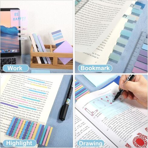 roamall كتاب الشرح عدة كتاب annotationtabs 720pcs علامات التبويب لزجة لقراءة علامات التبويب العلم مع 6pcs الباستيل تسليط الضوء على علامات التبويب ملف قراءة الكتاب المقدس لمستلزمات الشرح الكتاب in Saudi Arabia