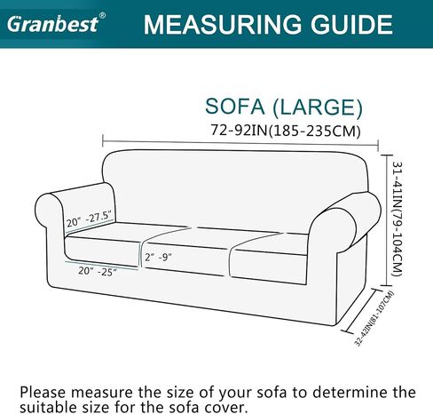 Granbest 4 Piece High Stretch Couch Covers for 3 Cushion Couch Thick Premium Sofa Slipcover Fitted Sofa Cover Furniture Protector for 3 Seat Sofas Dog Pet Proof Machine Washable (Large, Gray) in Saudi Arabia