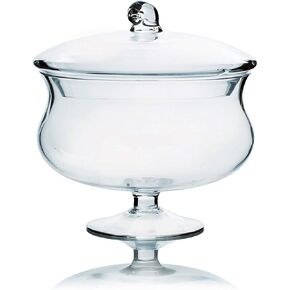 WGV Apothecary Jar, Width 9", Height 16.5", Clear Urn Round Glass Storage Container Fruit Food Cake Candy Liquid Jar with Lid for Wedding Party Ceremony Banquet Event Office Home Decor 1 Piece in Kuwait