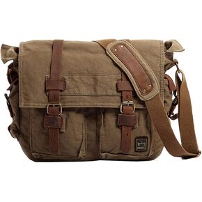 Vintage Military Men Canvas Messenger Bag Satchel Travel Shoulder Bags For 13.3-17" Laptop in Kuwait