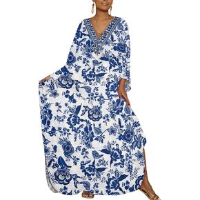 Bsubseach Kaftan Dresses for Women Plus Size Beach Swimsuit Cover Up V Neck Caftan Dress Loungewear in Kuwait