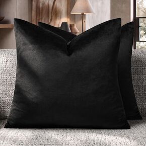 GIGIZAZA Decorative Black Small Lumbar Pillow Covers, Set of 2 Cushion Covers Velvet Pillow Covers, Sofa Throw 12x20 Pillow Covers in Kuwait