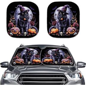Yruonazao Black Cat Car Windshield Sun Shade 2 Pieces Portable Windshield Sun Shade Space Sun Shield Automotive Interior Sun Protection Protect Your Car Block The Sunlight in Kuwait