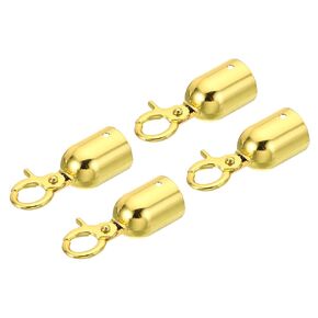 PATIKIL 1.1" Stanchion Rope End Stopper, 4 Pack Cord End Caps Barrier Rope End Cap Snap Hooks for Crowd Control Queue Divider, Golden in Kuwait