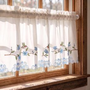 Molaxhome Beautiful Dazzling Embroidered Window Valance, Rod Pocket Valance and Tiers for Home Decor White (W52 x L18) in Kuwait