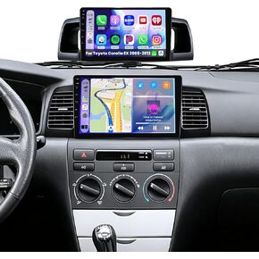 2+64GB 9 Inch Touchscreen Stereo Kit for Toyota Corolla EX 2005-2012 Android 13 Car Radio with Wireless CarPlay Android Auto FM/RDS GPS Bluetooth WiFi USB MIC SWC Canbus RCA+AHD Backup Camera in Kuwait