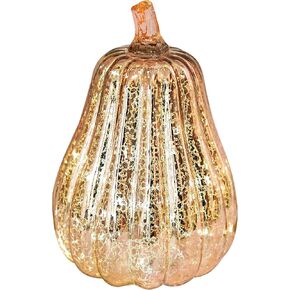 Mercury Glass Pumpkin Light with Timer for Halloween Pumpkin Decorations Fall and Thanksgiving Decor, Sliver,7.5 inches in Kuwait