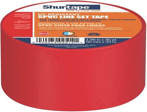 مجموعة الخطوط الملونة وشريط التحديد من Shurtape VP 410، لوضع علامات على الأرض/الممر أو ترميز الألوان، تلبي ترميز ألوان OSHA، أبيض، 50 مم × 33 مترًا، لفة واحدة (104873) in Kuwait