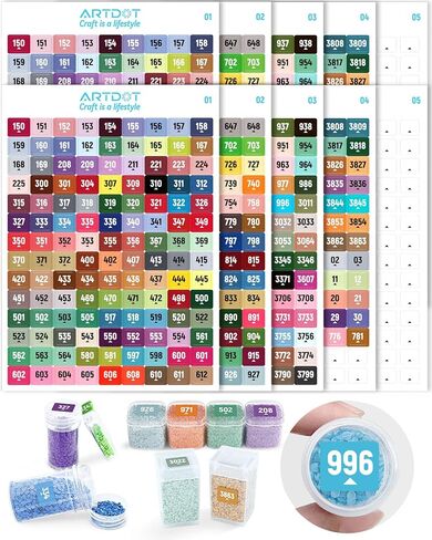 ARTDOT 2 Set Label Stickers for Diamond Art Storage Kits for Adults, 489 Colors Stickers Matched with Actual Embroidery Floss as Diamond Painting Accessories and Cross Stitch Supplies in Kuwait