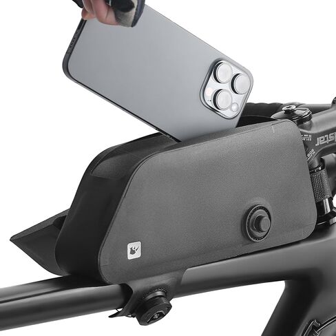 Rhinowalk Bike Top Tube Bag Bike Frame Bag with Magnetic Flap Fully Waterproof and Stable Bicycle Frame Bag Bicycle Bag Professional Cycling Accessories for Mountain Road Bike-Black in Kuwait