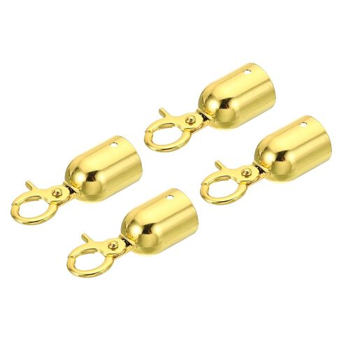 PATIKIL 1.1" Stanchion Rope End Stopper, 4 Pack Cord End Caps Barrier Rope End Cap Snap Hooks for Crowd Control Queue Divider, Golden in Kuwait