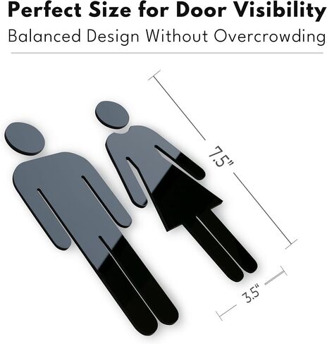 Men and Women Bathroom Signs Decor (Figure Set Black Acrylic) - Bathroom Door Signs - Men Women Restroom Sign - Restroom Signs for Business - Funny Restroom Signs for Door - Unisex Bathroom Sign in Kuwait