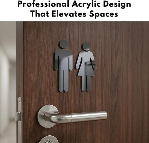 Men and Women Bathroom Signs Decor (Figure Set Black Acrylic) - Bathroom Door Signs - Men Women Restroom Sign - Restroom Signs for Business - Funny Restroom Signs for Door - Unisex Bathroom Sign in Kuwait