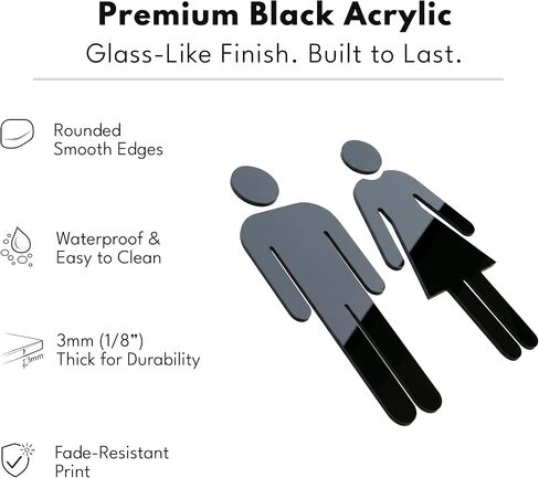 Men and Women Bathroom Signs Decor (Figure Set Black Acrylic) - Bathroom Door Signs - Men Women Restroom Sign - Restroom Signs for Business - Funny Restroom Signs for Door - Unisex Bathroom Sign in Kuwait