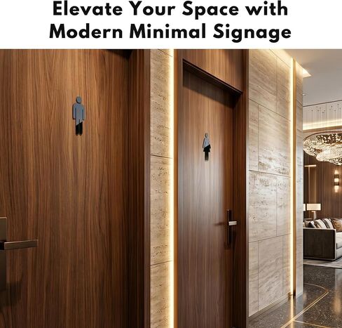Men and Women Bathroom Signs Decor (Figure Set Black Acrylic) - Bathroom Door Signs - Men Women Restroom Sign - Restroom Signs for Business - Funny Restroom Signs for Door - Unisex Bathroom Sign in Kuwait