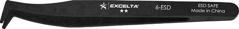 Excelta - 6-SA-SE - Tweezers - Flat Sharp Point - Angulated - One Star - Anti-Mag. SS, 0.06 Height, 0.3930 Wide, 4.5 Length in Kuwait