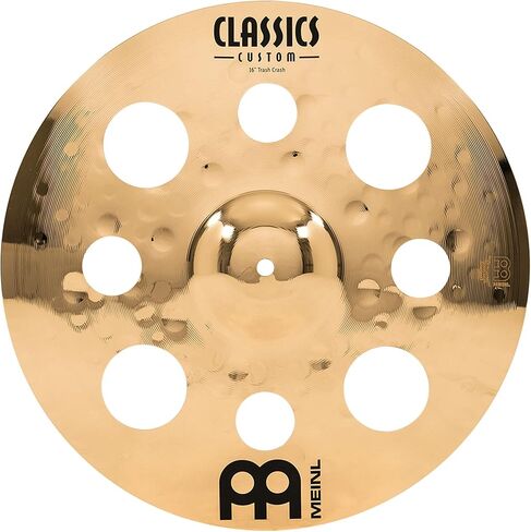 Meinl 16" Trash Crash Cymbal with Holes - Classics Custom Brilliant - Made in Germany, 2-YEAR WARRANTY (CC16TRC-B) in Kuwait