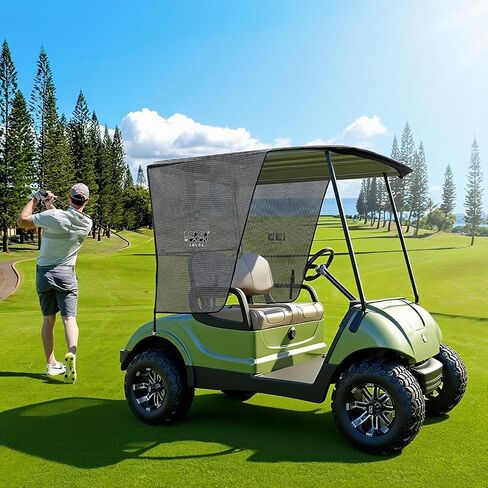غطاء ظل الشمس لعربة الجولف 10L0L يناسب EZGO TXT وClub Car Precedent، حماية فائقة من الأشعة فوق البنفسجية والشمس، غطاء شمسي شبكي من البوليستر المشفر، سهل التركيب جدًا (أسود/رمادي) in Kuwait