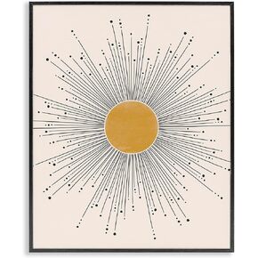 Stupell Industries Deco Summer Sun Geometric Line Bursts, JJ Designed House LLC Black Framed Wall Art, 11 x 14, Yellow in Kuwait