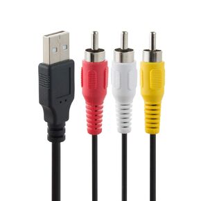 كابل USB إلى RCA بطول 5 أقدام USB 2.0 ذكر إلى 3 RCA أنثى Phono AV كابل سلك PC TV Aux Audio Video لأقراص DVD والكاميرات الرقمية وكاميرا الفيديو التي تربط التلفزيون/الكمبيوتر (USB ذكر إلى 3RCA أنثى) in Kuwait