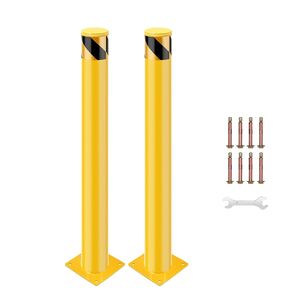 Safety Bollard Post, 42 x 4.5 inch Removable Steel Traffic Parking Barrier Bollards, Yellow, 4 Pack in Kuwait
