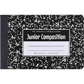 كتب تكوين الرخام Roaring Spring Junior، 12 حزمة، بحجم خاص 4.875 بوصة × 7.5 بوصة للمستخدمين الصغار، 60 ورقة 15# ورق مسطر أبيض عريض، أغطية ألواح صلبة، رخام أسود (77125) in Kuwait
