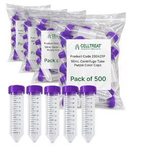 Celltreat 229433 Polypropylene Centrifuge Tube, Sterile, 50mL Volume, Re-Sealable Bag, Black (Case of 100) in Kuwait