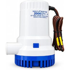 مضخة ماء آسن كهربائية غاطسة بالكامل 12 فولت من SAILFLO 2000 GPH - مخرج خرطوم تفريغ 1-1/8 - محرك مبرد بالماء للخدمة الشاقة مع قاعدة مصفاة قفل سريع لسهولة التركيب in Kuwait