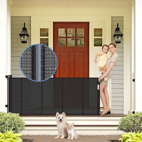 Reinforced 90 Inch Wide Retractable Baby Gates for Doorways Extra Wide Outdoor Retractable Gate for Dogs Reinforced Bottom to Prevent Crawling Through Mesh Baby Gate Long Dog Gates Indoor Extra Long in Kuwait