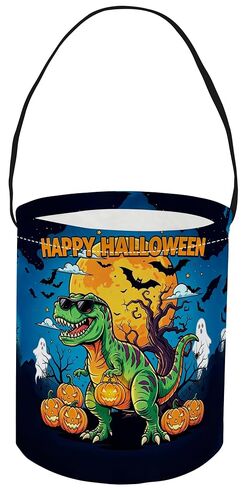 CLOCOR Easter Dinosaur Bucket for Kids,Easter Egg Hunt Bag,Canvas Easter Dinosaur Basket Empty,Easter Party Gift Basket(Easter Dinosaur Bucket) in Kuwait