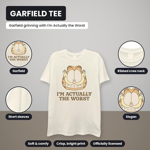قميص Garfield الرجالي The Cat - قميص كلاسيكي وأودي تي شيرت كارتوني عتيق in Kuwait