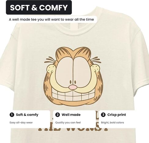 قميص Garfield الرجالي The Cat - قميص كلاسيكي وأودي تي شيرت كارتوني عتيق in Kuwait