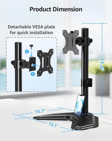 MOUNTUP Triple Monitor Mount Holds 4.4-17.6lbs, Up to 32 Inch Monitor Stand for 3 Monitors, Triple Monitor Stand with Gas Spring Arm with Clamp/Grommet Base VESA 75x75/100x100 MU6013A in Kuwait