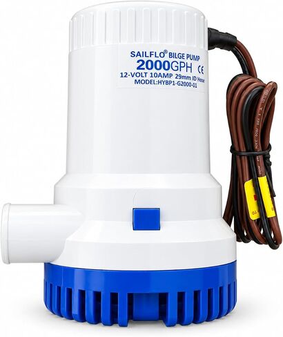 مضخة ماء آسن كهربائية غاطسة بالكامل 12 فولت من SAILFLO 2000 GPH - مخرج خرطوم تفريغ 1-1/8 - محرك مبرد بالماء للخدمة الشاقة مع قاعدة مصفاة قفل سريع لسهولة التركيب in Kuwait