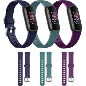 3 Pack Luxe Bands Compatible with Fitbit luxe Band Sport Watch Wrist Strap for Men Women, Luxe Silicone Watch Strap Bracelet Wristband Bands Replacement Accessories with Metal Buckle Large Size Band in Kuwait