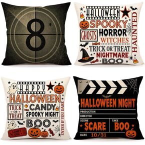 4TH Emotion Home Movie Theater Pillow Covers Set of 4 18x18 Inch, Vintage Movie Room Accessories, TV Room Decorations, Retro Cinema Throw Cushion Case for Sofa Couch in Kuwait