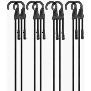 8 Pcs 24 Inch Carabiner Bungee Cord with Aluminum Alloy Hooks, Black Bungee Straps with Superior Elasticity & Excellent UV Protection for Luggage Rack, Cargo, Hand Carts, Bike, Camping, Outdoor in Kuwait