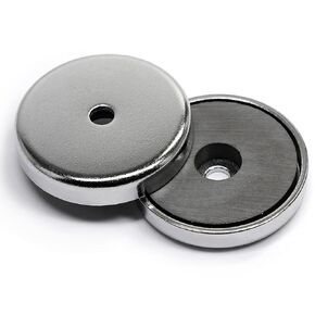 CMS MAGNETICS - 2-Pack RB90 C8 Ceramic Ferrite Round Base Magnet with Anti-Corrosion Chrome Plated Steel Cup and 210 LB Pull Force - Cup Diameter: 124.3mm, Center Hole: 12.8mm, Thickness: 12.5mm in Kuwait