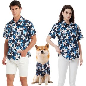 Dog Shirt Hawaiian, Pet Summer T-Shirts Dog Style Floral Breathable Cool Clothes Hawaiian Shirts Gifts for Owner and Pet Shirts are Sold Separately in Kuwait
